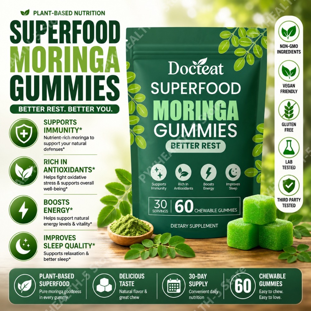 Moringa Leaf Powder - Docteat Moringa Jelibonları B12, D3, C,